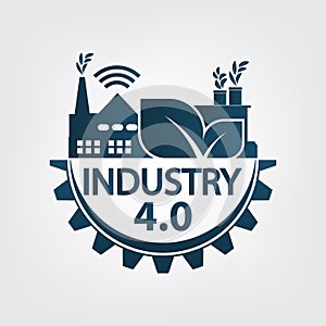 Industry 4.0 icon,logo factory,technology concept.vector illustration