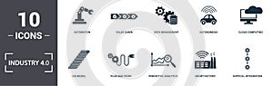 Industry 4.0 icons set collection. Includes simple elements such as Automation, Value Chain, Data Management, Autonomous, Cloud