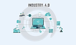 Industry 4.0 illustration revolution flat design vector logo