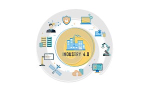 Industry 4.0 illustration revolution flat design vector logo