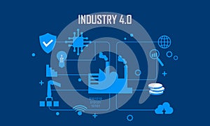 Industry 4.0 illustration revolution flat design vector logo