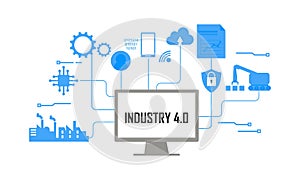 Industry 4.0 illustration revolution flat design vector logo