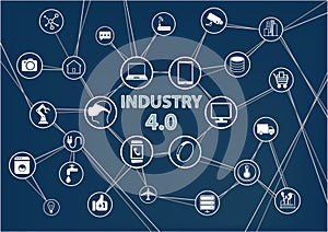 Industry 4.0 industrial internet of things (IIOT) background. Vector illustration of industrial connected devices