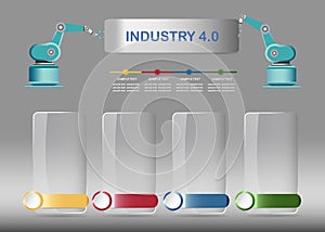 Industry 4.0. infographics vector with glass rectangles