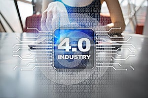 Industry 4.0. IOT. Internet of things. Smart manufacturing concept.