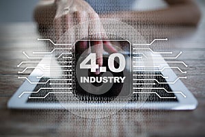 Industry 4.0. IOT. Internet of things. Smart manufacturing concept.