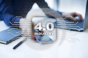 Industry 4.0. IOT. Internet of things. Smart manufacturing concept.