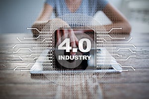 Industry 4.0. IOT. Internet of things. Smart manufacturing concept.