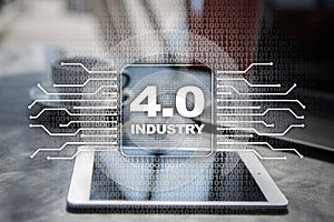 Industry 4.0. IOT. Internet of things. Smart manufacturing concept. Industrial 4.0 process infrastructure. background.