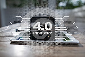 Industry 4.0. IOT. Internet of things. Smart manufacturing concept. Industrial 4.0 process infrastructure. background.