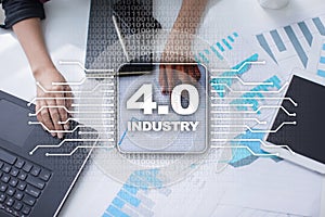 Industry 4.0. IOT. Internet of things. Smart manufacturing concept. Industrial 4.0 process infrastructure. background.