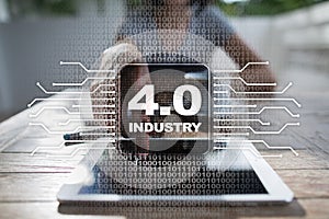 Industry 4.0. IOT. Internet of things. Smart manufacturing concept. Industrial 4.0 process infrastructure. background.