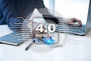 Industry 4.0. IOT. Internet of things. Smart manufacturing concept. Industrial 4.0 process infrastructure. background.