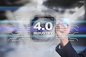 Industry 4.0. Smart manufacturing concept. Industrial 4.0 process infrastructure