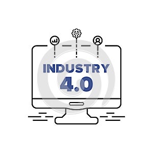 Industry 4.0 vector icon in computer screen