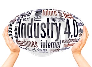 Industry 4.0 word cloud hand sphere concept