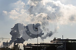 Industry chimney with exhaust gases
