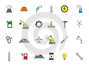 Industry colorful icons set