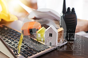 Industry 5.0 concept, construction design, construction site engineer, construction industry and design