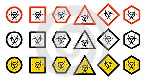 Industry concept. Set of different toxic hazard signs for your web site design, logo, app, UI. Chemical symbol isolated