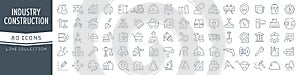 Industry and construction line icons collection. Big UI icon set in a flat design. Thin outline icons pack. Vector illustration