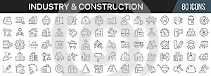 Industry and construction line icons collection. Big UI icon set in a flat design. Thin outline icons pack. Vector illustration