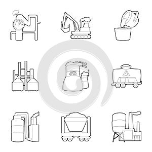 Industry delivery icons set, outline style