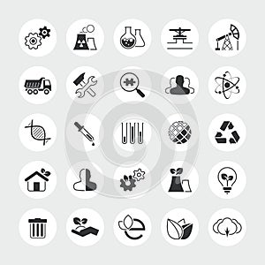 Industry and ecology total vector icon set