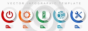 Industry icon set, miscellaneous icons such as power, cogwheel, battery and tools, flat design vector infographic template, web