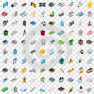 100 industry icons set, isometric 3d style