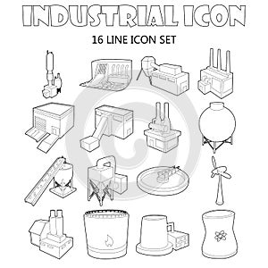 Industry icons set , outline style