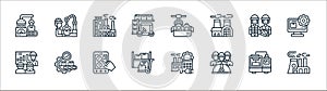 industry line icons. linear set. quality vector line set such as industry, workers, warehouse, engineer, worker, factory,