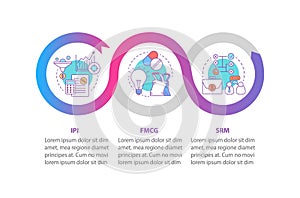 Industry management vector infographic template. Business presentation design elements. Data visualization with three
