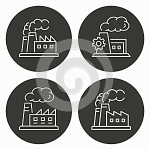 Industry manufactory building - vector icon. Illustration isolated.