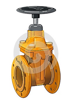 Industry metallic pipes and valve vector illustration