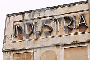 Industry. Old vintage inscription italian sign