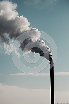 industry pipe with white smoke pollution.