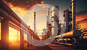 Industry pipeline transport petrochemical, gas and oil processing, furnace factory line, rack of heat chemical manufacturing,