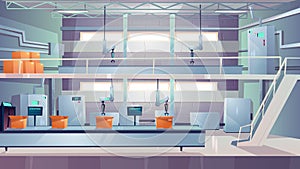 Industry production plant interior cartoon vector