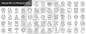 Industry and production web icons set in thin line design. Vector illustration.