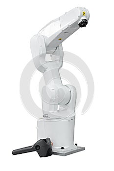 Industry robotic with holder 3d scan isolated on white background