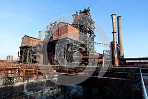 Industry steel iron oven blast furnace factory Landschaftspark, Duisburg, Germany