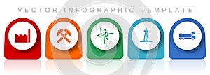 Industry and technology icon set, flat design miscellaneous colorful icons such as factory, mining, wind energy, oil and truck for