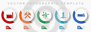 Industry and technology icon set, miscellaneous icons such as factory, mining, wind energy, oil and truck, flat design vector