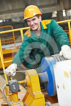 Industry worker technician repairman with spanner