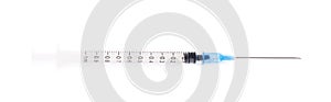 Ine milliliter insulin syringe isolated