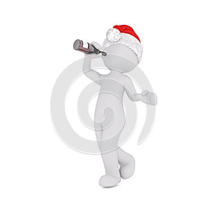 Inebriated 3d man drinking alcohol from a bottle