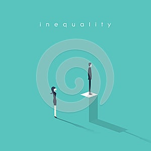 Inequality concept vector illustration man versus woman in business. Difference and discrimination in professional work