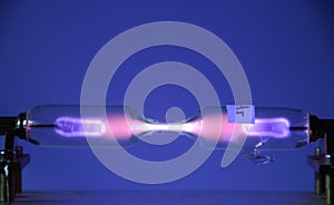 The inert gas Argon Ar seen in a discharge tube photo