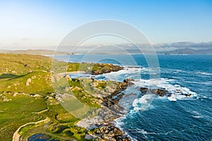 Ineuran Bay coast and cliffs, Malin Head, Ireland\'s northernmost point, famous Wild Atlantic Way, spectacular coastal route.